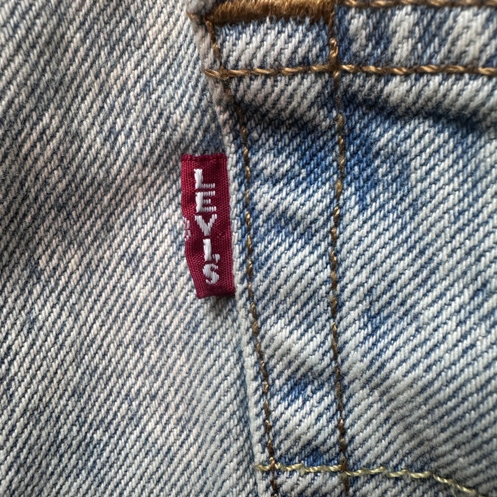Levi's 501 Jeans Womens 27 Light Blue 90s Straight Leg Raw Hem Acid Wash Denim - Picture 6 of 13